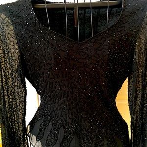 Vintage 1990’s Black Beaded Blouse JKARA 💛🖤💛
